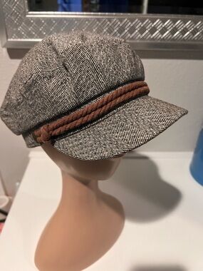 Brixton Fiddler Herringbone Fisherman Cabbie Cap Hat Brown Women’s Size Small